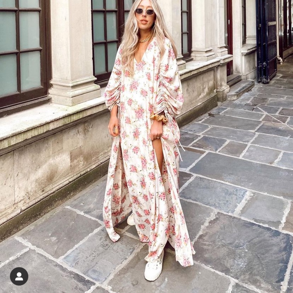 MANGO rushed maxi floral dress bloggers favorite zara competitor brand - Picture 5 of 16